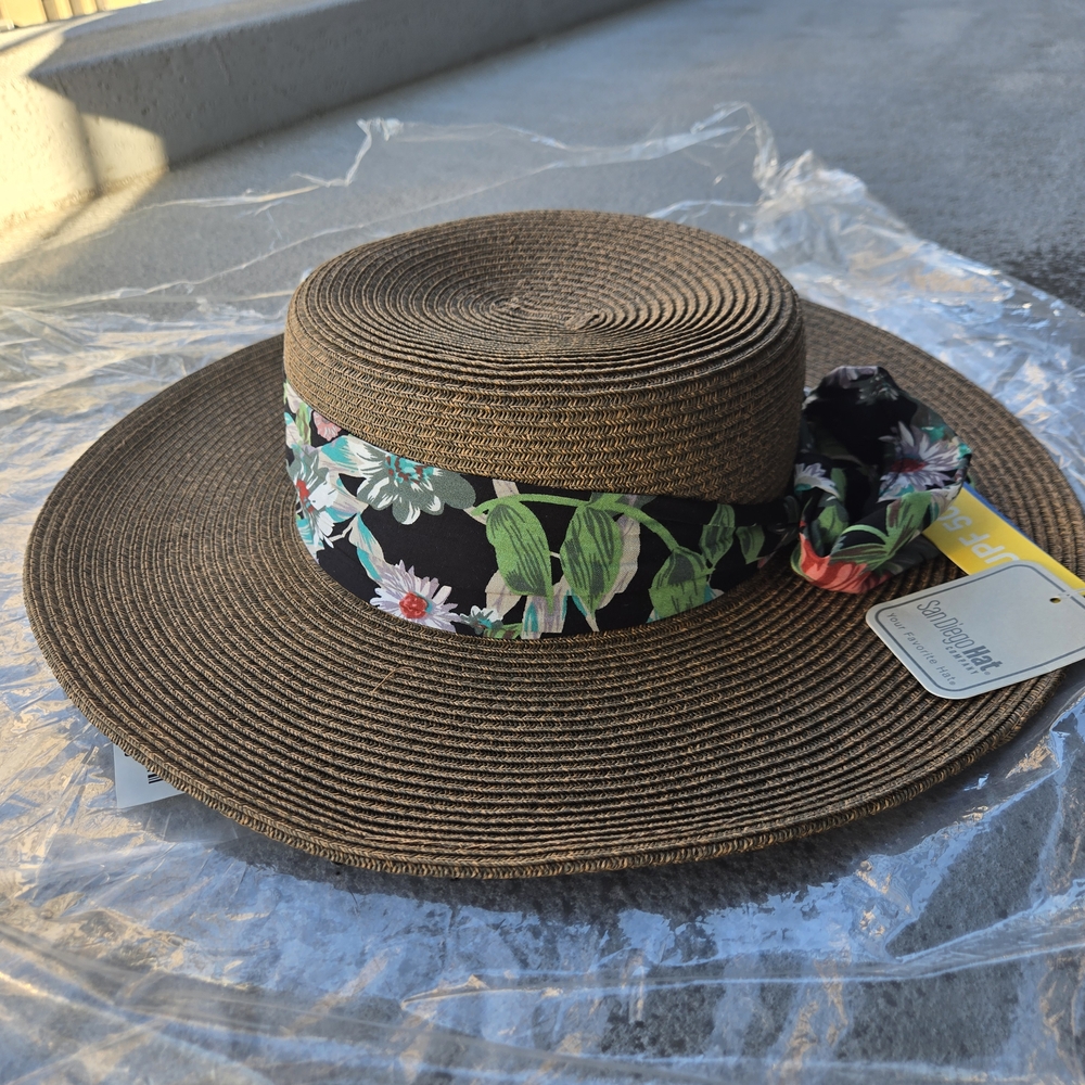San Diego Hat Company Floral Band Brown Sun Hat - Picture 2 of 12
